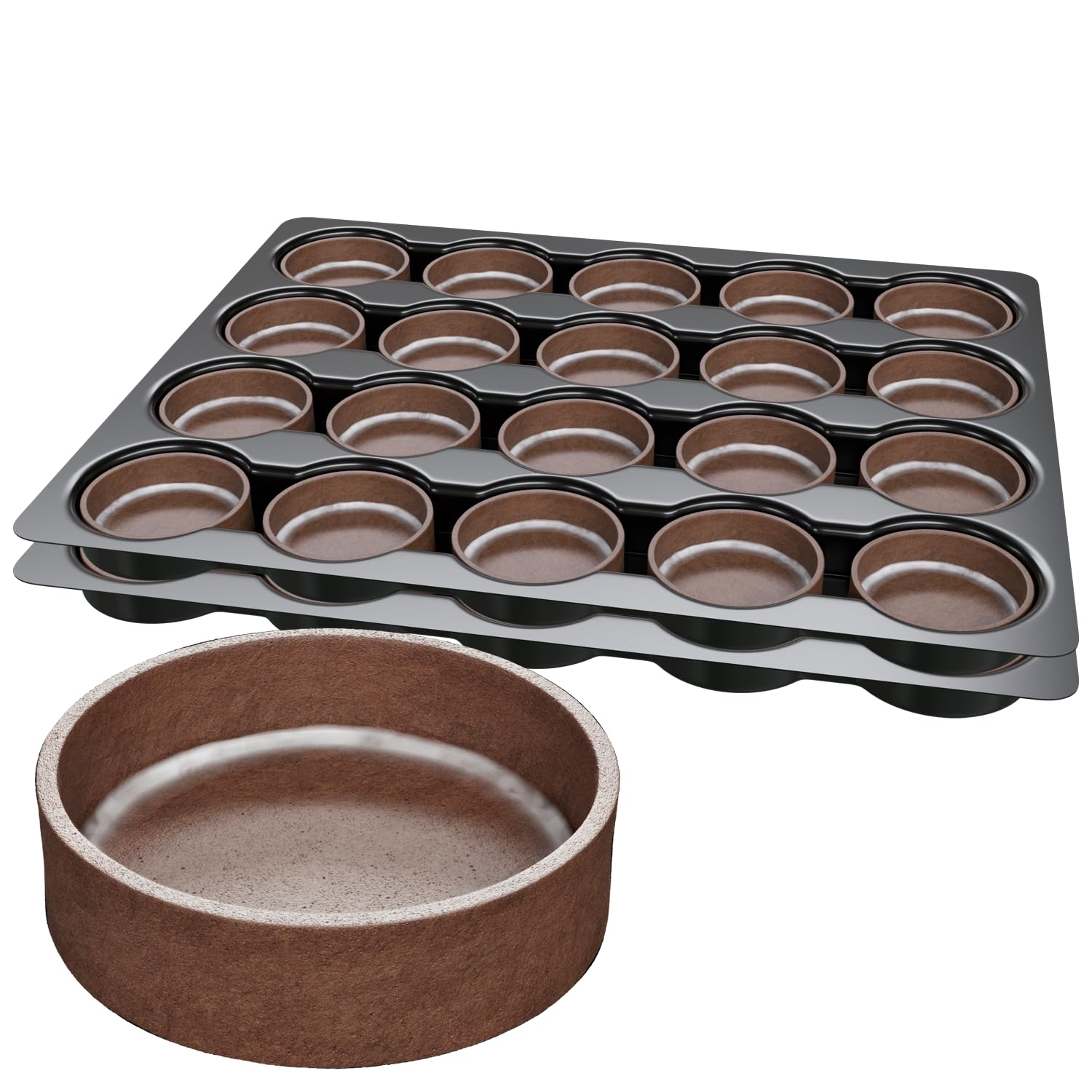 Cambie Round Chocolate Medium Tart Shells, 2.17 in Diameter, French Style Cocoa Tarts with Dark Chocolate Coating (Pack of 40)
