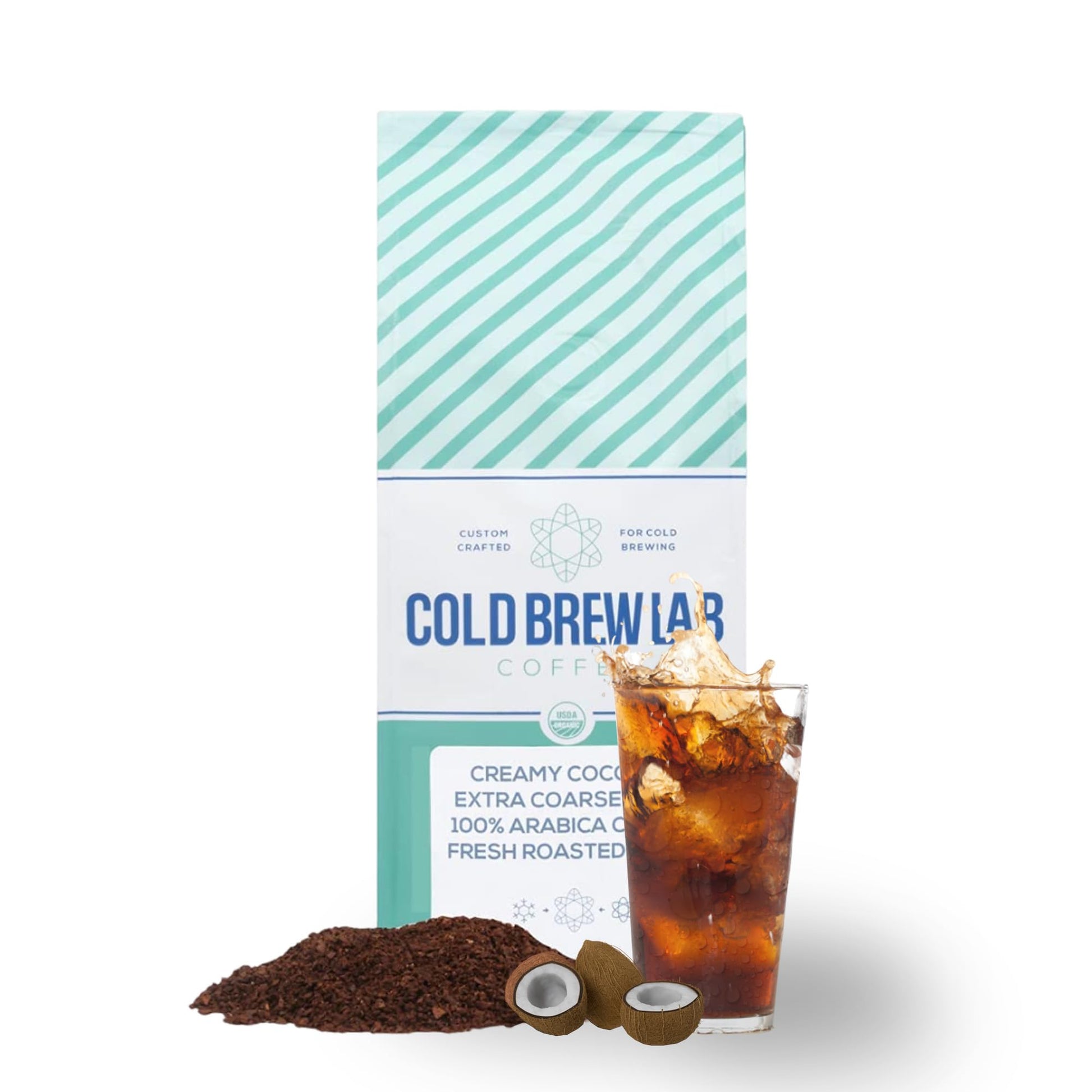 COLD BREW LAB Cold Brew Coffee, Coconut Flavor, Dark Roast, Coarse Grind, 1 LB