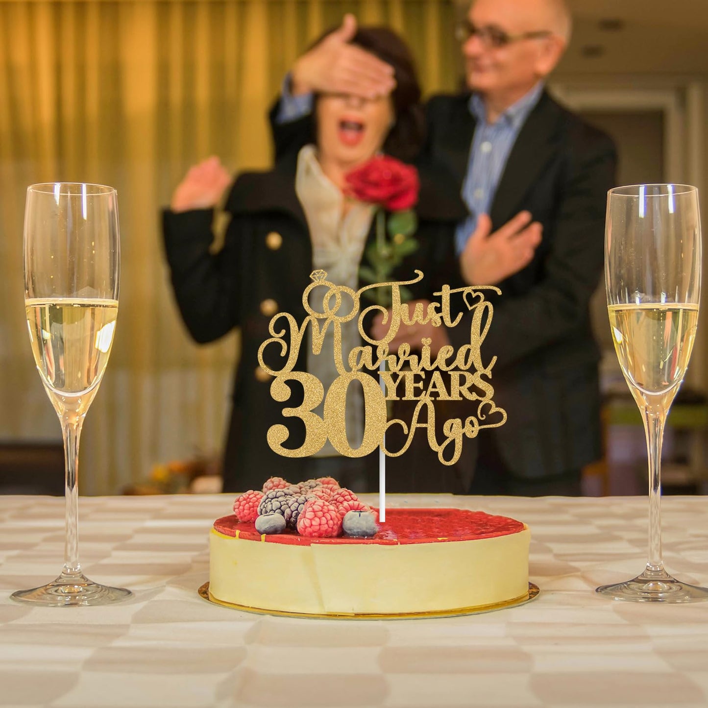 Just Married 30 Years Ago Cake Topper, 30Th Anniversary Cake Decor, 30 Years & Loved, Happy 30Th Wedding Anniversary Party Decor