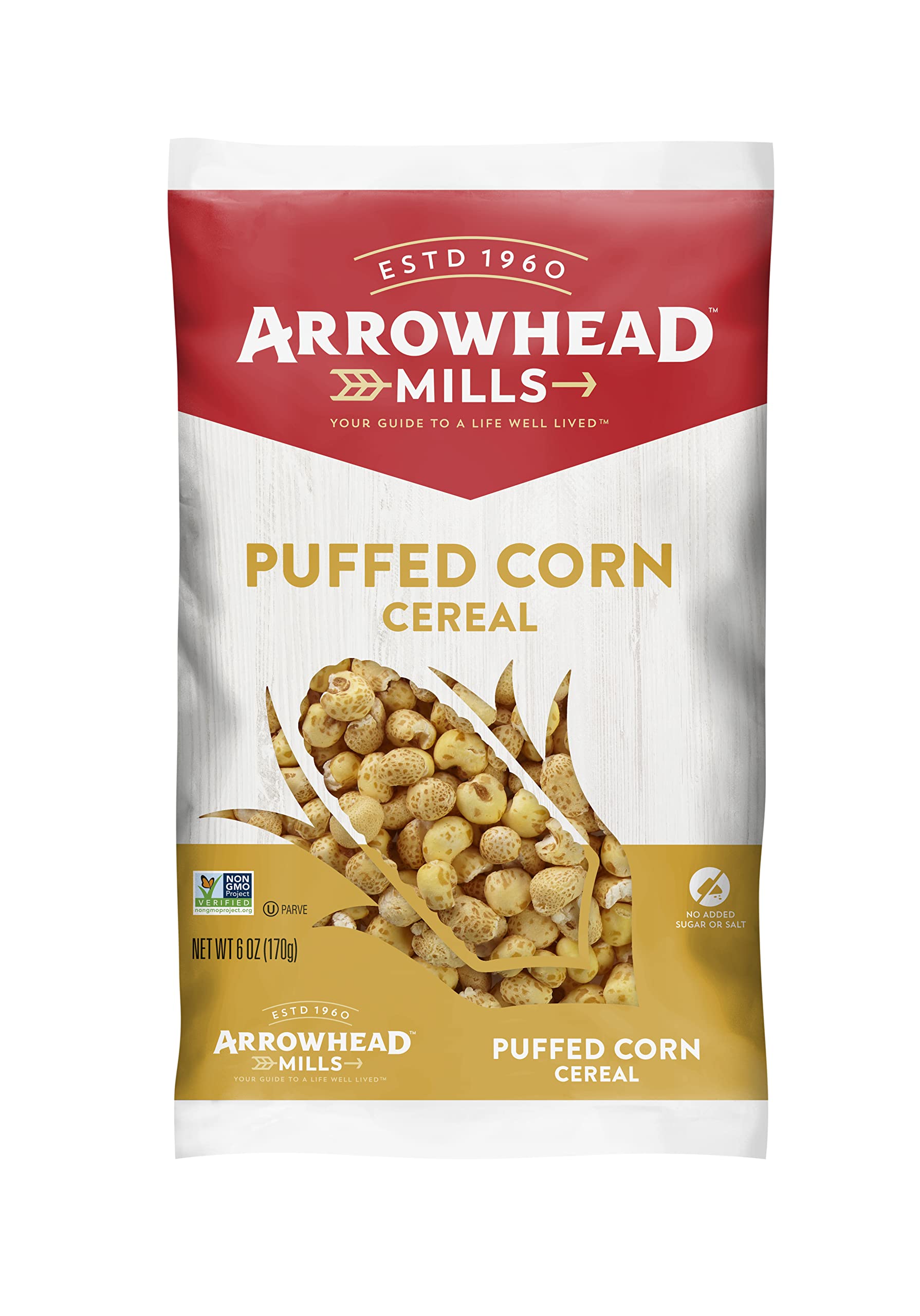 Arrowhead Mills Puffed Corn Cereal - 6 oz, Pack of 1, Crunchy Snack, Gluten-Free