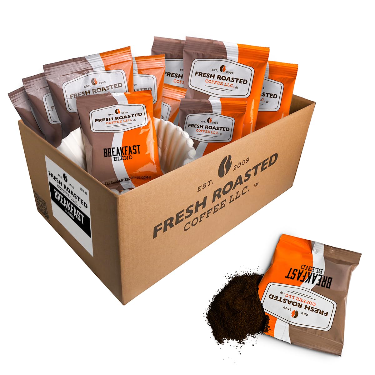 Fresh Roasted Coffee Breakfast Blend, Pre-Ground, Kosher, 2.25 Ounce, Pack of 36