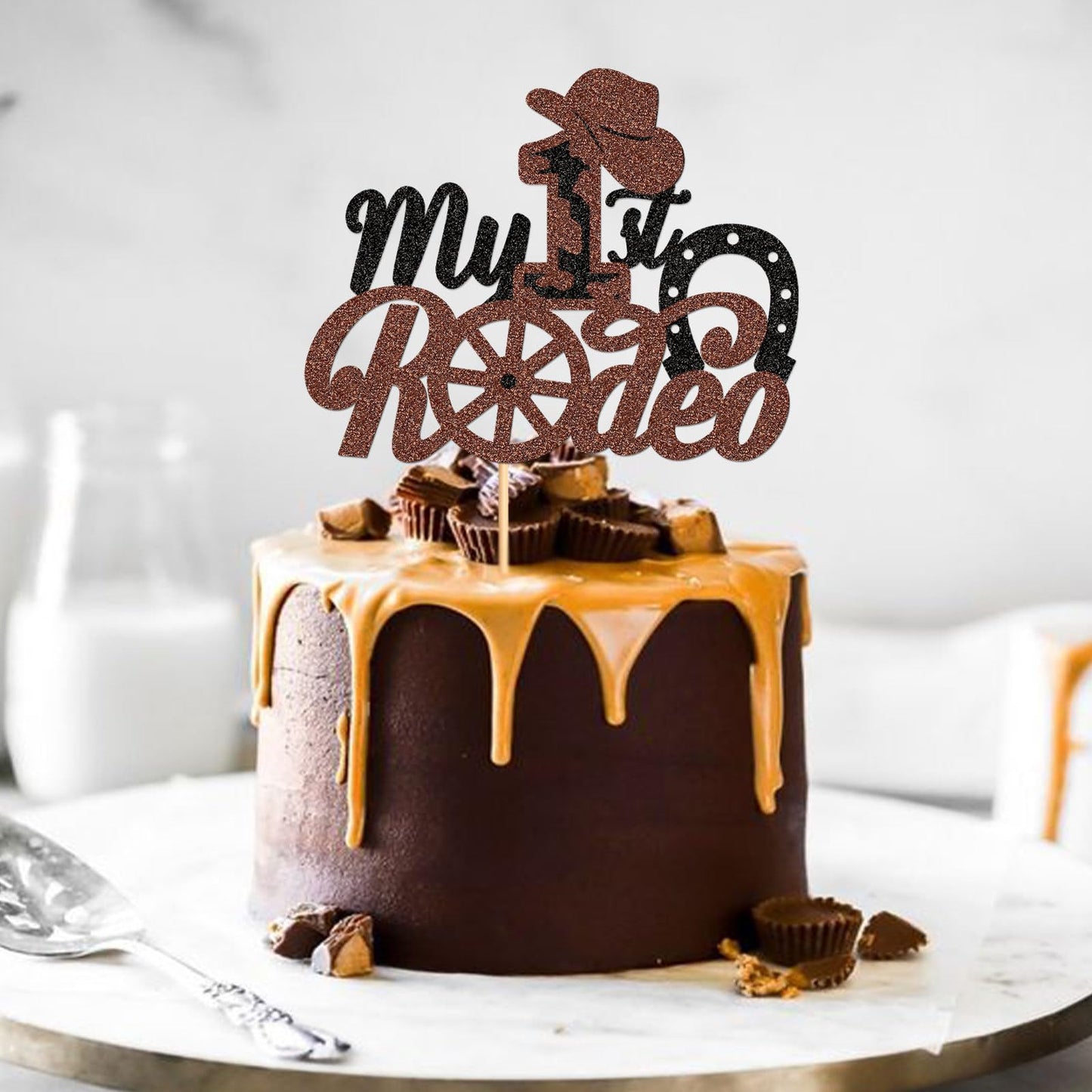 1Pcs Cowboy My 1St Rodeo Cupcake Toppers Riding Horseshoe Cowboy Hats Western Theme Happy Birthday Baby Shower Party Cake Decora