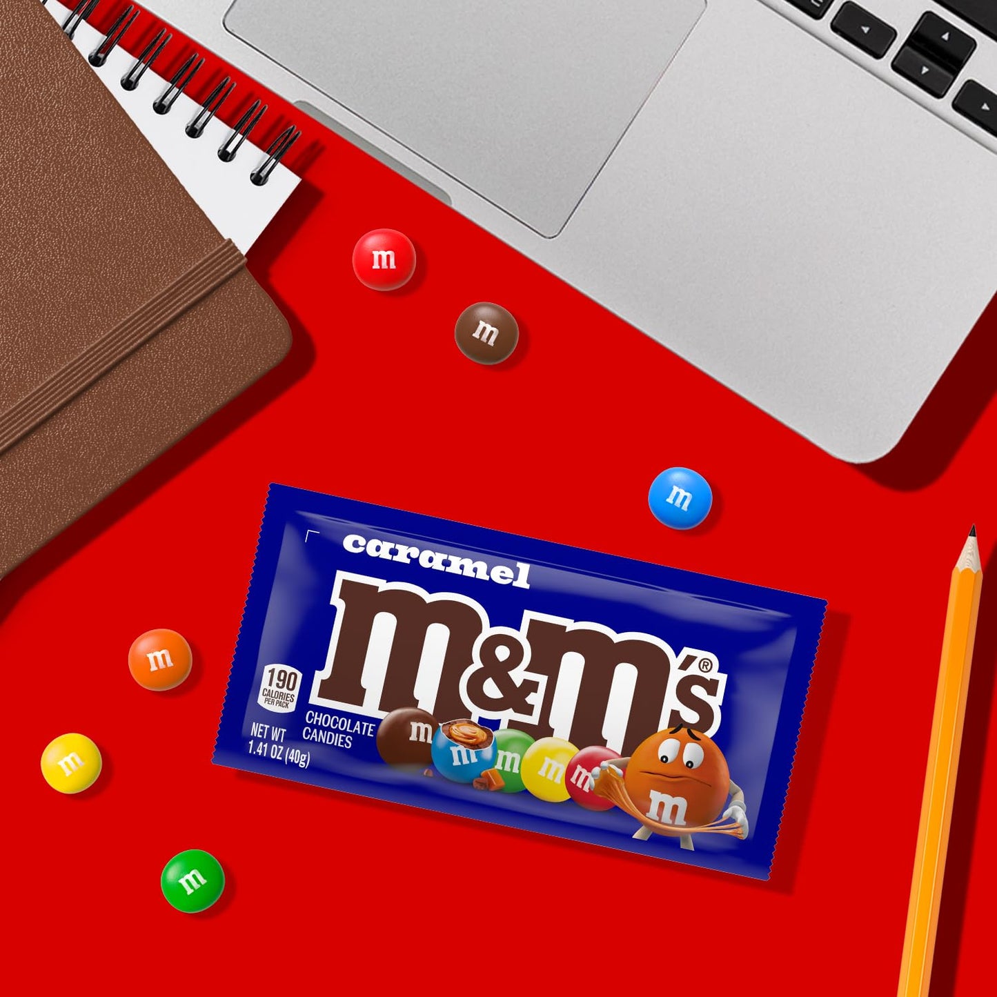 M&MS Caramel Chocolate Candy, Made with Real Caramel and Milk Chocolates, 24 Count, 1.41 oz Candy Gifts