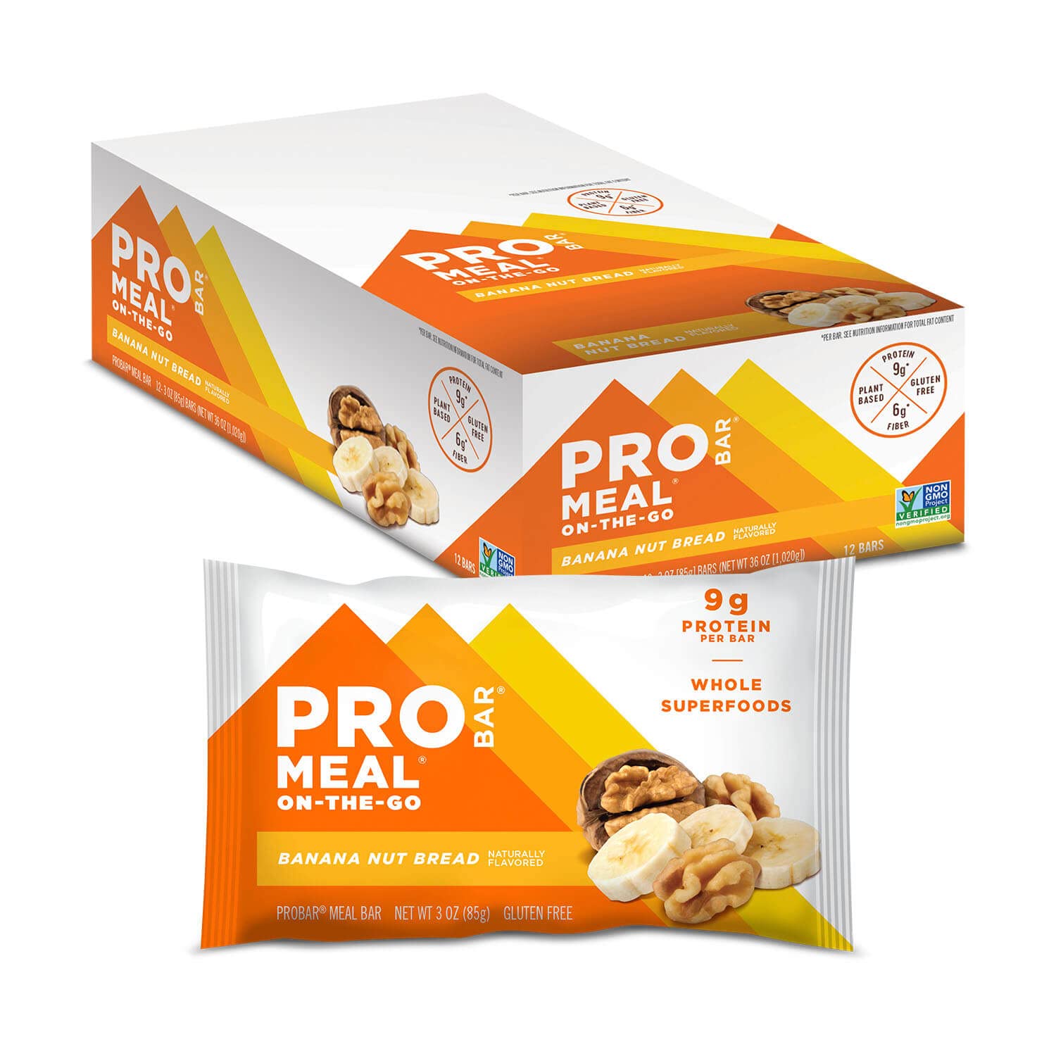 Probar - Meal Bar, Banana Nut Bread, Non-Gmo, Gluten-Free, Healthy, Plant-Based, Whole-Food Ingredients, Natural Energy (12 Coun