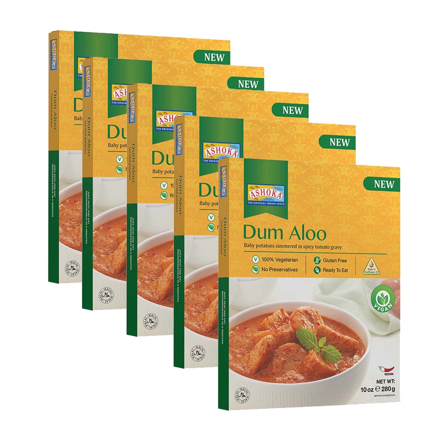 ASHOKA Vegan Potato Curry, Ready to Eat Dum Aloo, Gluten-Free, Kosher Certified, 10 Ounce (Pack of 10)