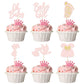 24Pcs Oh Baby Cupcake Toppers Baby Girl Cupcake Toppers With Bow Dress Footprint Swan Light Pink Glitter Babyshower Gender Revea
