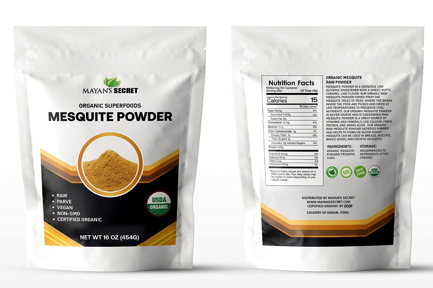 Mayans Secret Mesquite Powder Non-GMO Vegan Protein Superfood 16 Ounces