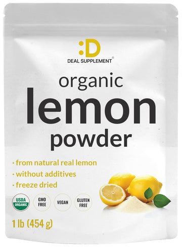 DEAL SUPPLEMENT Organic Lemon Powder – Rich in Vitamin C – 1lb – Non-GMO, Filler Free, No Sugar