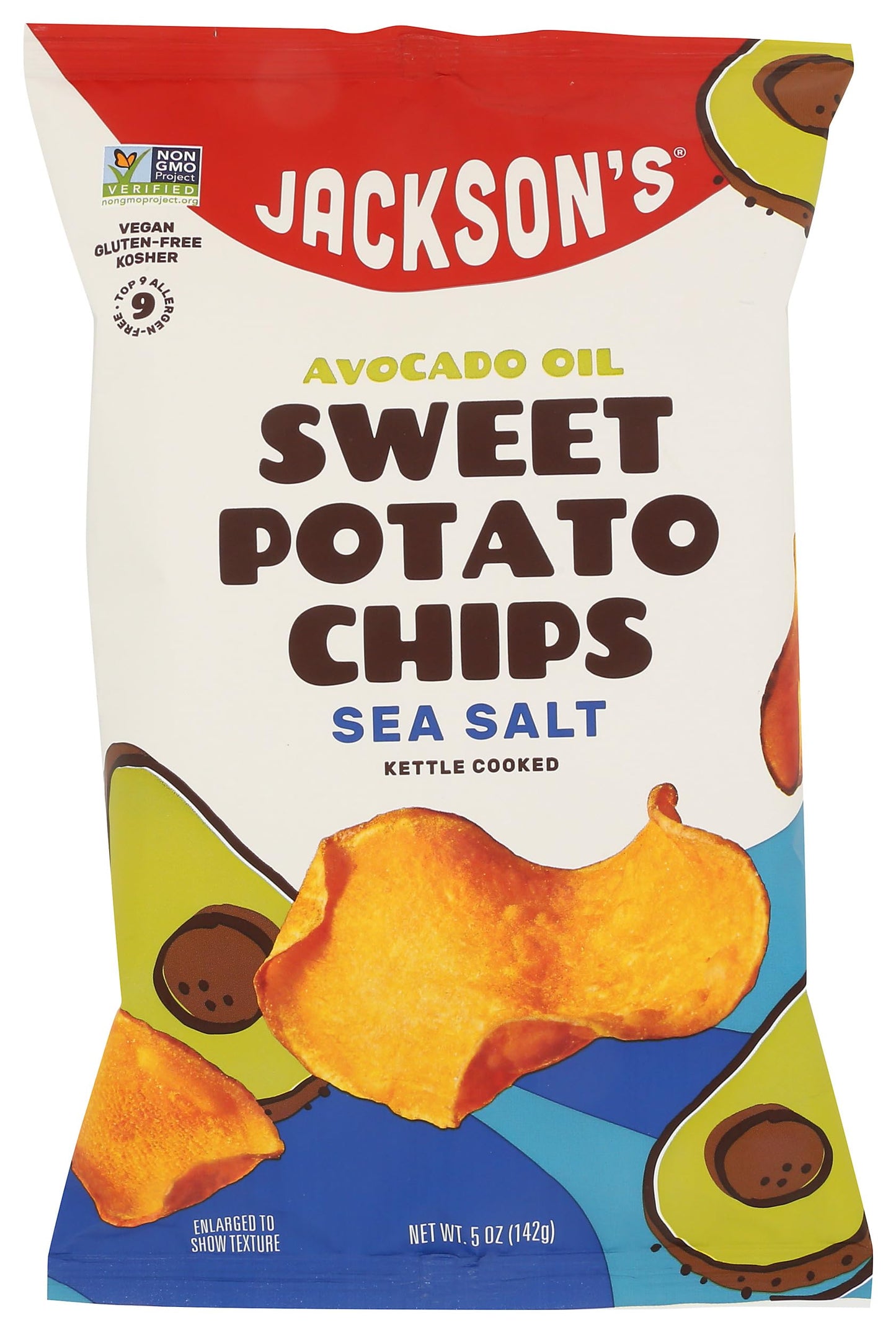 Jacksons Avocado Oil Kettle Cooked Sweet Potato Chips, Sea Salt, 5 oz
