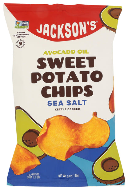 Jacksons Avocado Oil Kettle Cooked Sweet Potato Chips, Sea Salt, 5 oz