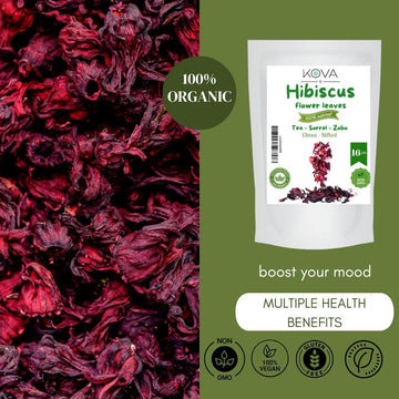 Kovafood Dried Red Hibiscus Flowers, Sorrel Leaves, Zobo Leaves I Organic I Non-Gmo I Washed And Sifted - 16Oz (1 Lb)