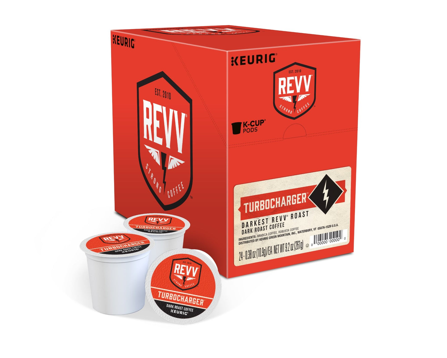 Revv Turbocharger, Single-Serve Keurig K-Cup Pods, Dark Roast Coffee, 24 Count