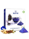 BLUE TEA Herbal Tea - Caffeine Free Butterfly Pea Flower Chai Masala - 12 Plant-Based Pyramid Tea Bags - Gift Box