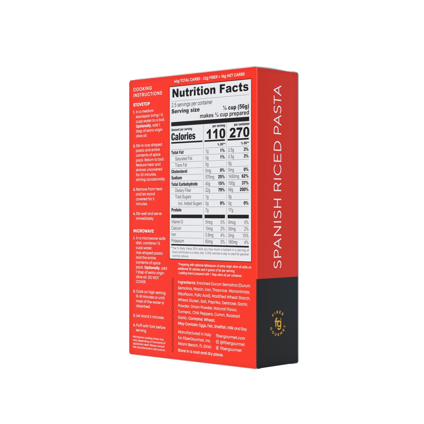 Fiber Gourmet Rice Pilaf Pasta - Low Calorie, Vegan, Non-GMO - 5 Ounce (Pack of 6)