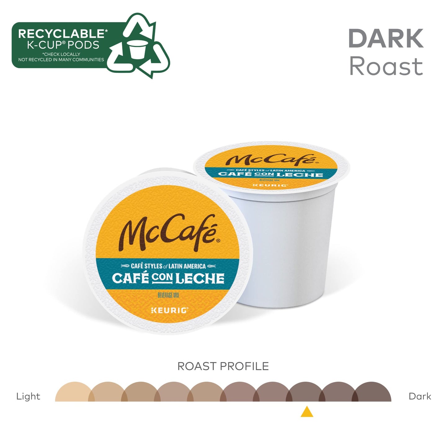 McCafe Cafe Styles of Latin America Cafe con Leche, Keurig Single Serve K-Cup Coffee Pods, 80 Count (4 Packs of 20)