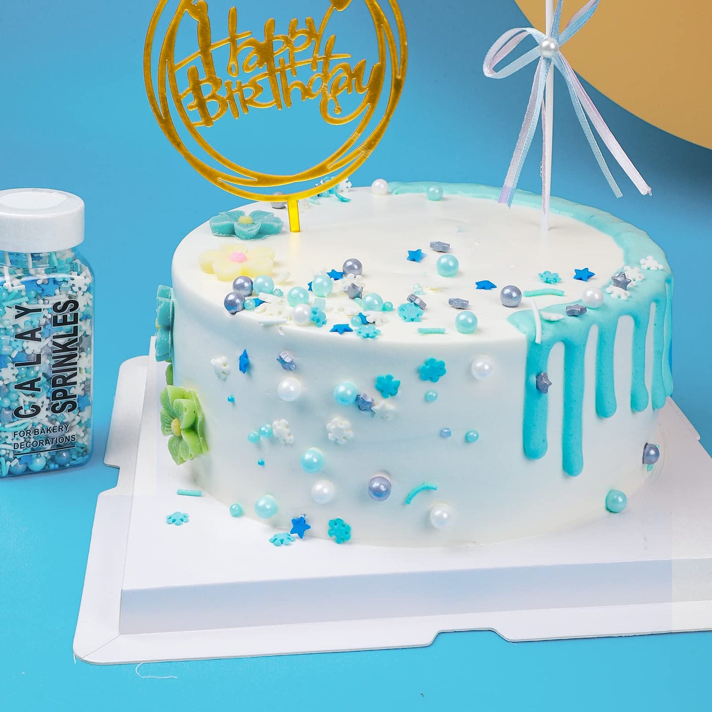 EPHVODI Snowflake Sprinkles Mix - Blue Baking Cake Toppers, 5.8 oz Jar, Ideal for Cookies, Ice Cream, and Celebrations