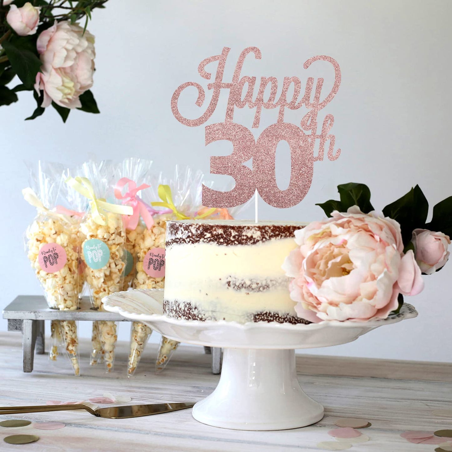 Lingteer Happy 30Th Birthday Cake Topper - Cheers To 30Th Birthday Thirty Years Old Birthday Party Cake Decorations Sign.