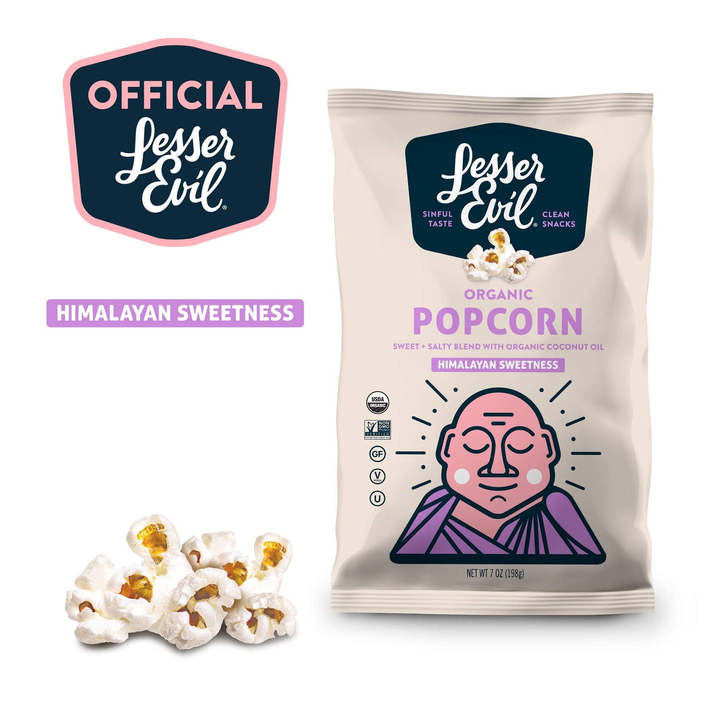 Lesserevil Organic Popcorn, Himalayan Sweetness, 7 Ounce, 12 Count