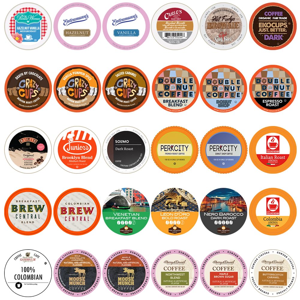 Crazy Cups Custom Variety Pack Sampler, Assorted Single Serve Pods For Keurig K Cups Makers, Coffee, 30 Count