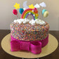 Palksky Colorful Rainbow Cake Topper/Wedding Cake Flags/Cupcake Picks Set -Include Cloud Balloon Moon Stars/Boy Girl Kid Birthda