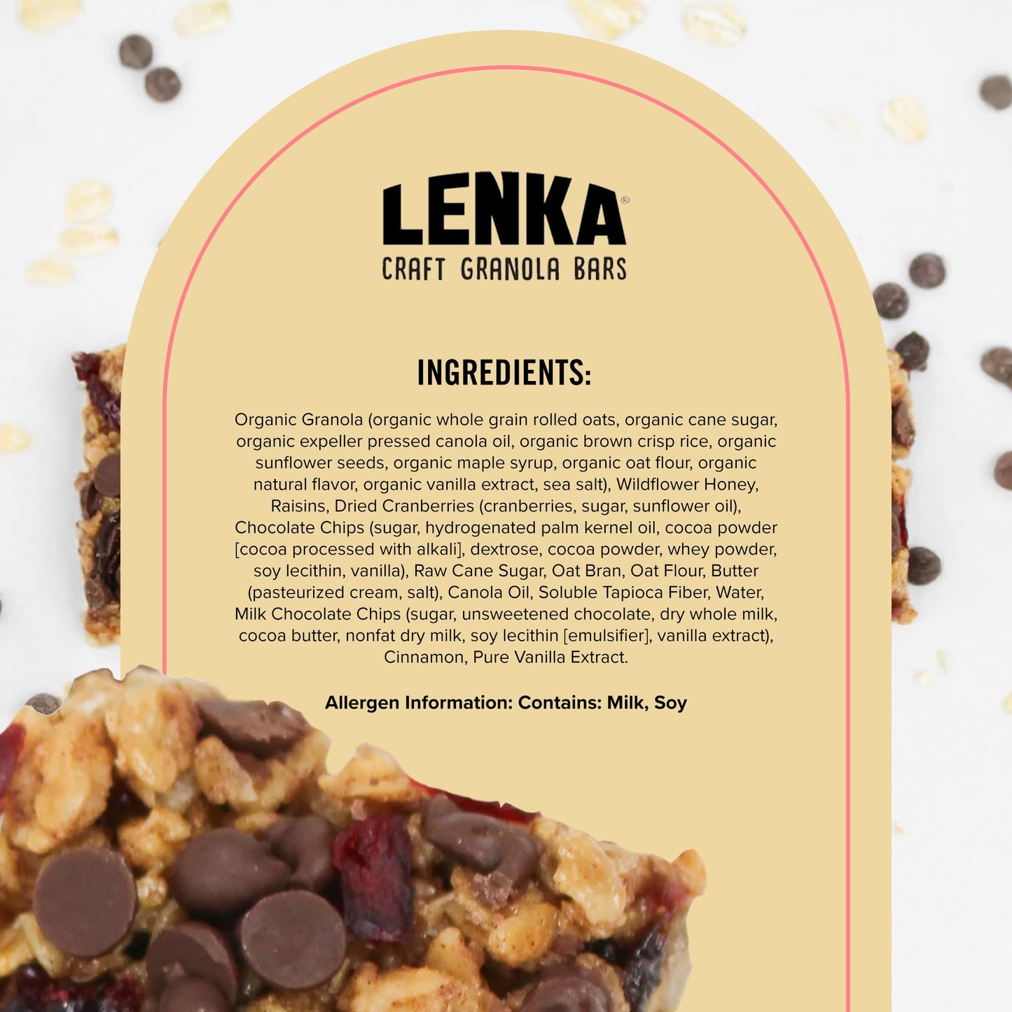 Lenka Handmade Craft Granola Bars - Cranberry Chocolate Gluten Free High Fiber - Nutritious Snack Bar With Organic Granola - 12