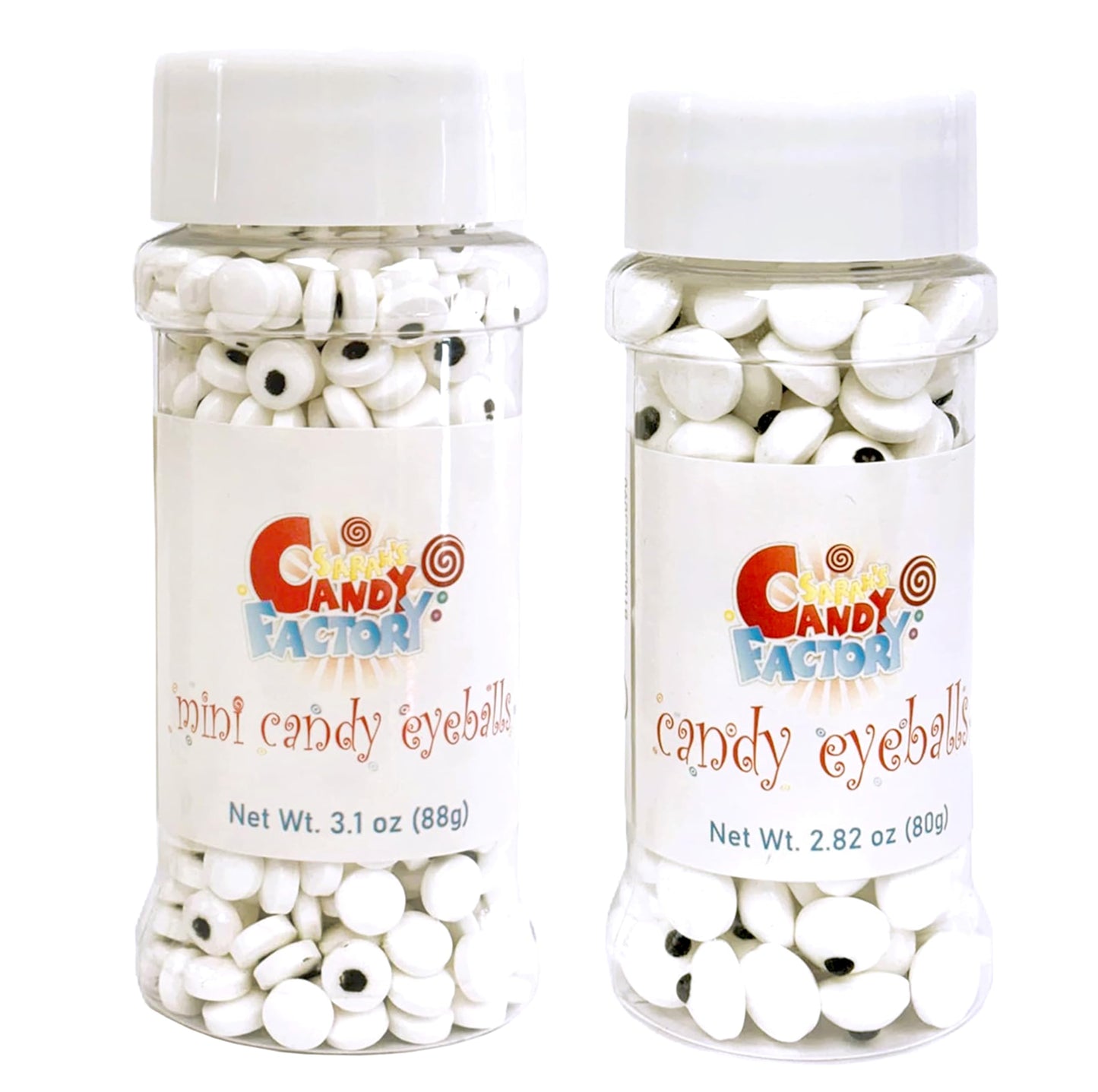 Sarah'S Candy Factory Edible Candy Eyeballs - Medium (0.4 Inches, 2.82 Oz) And Mini (0.3 Inches, 3.1 Oz) Sizes - Cupcake Toppers