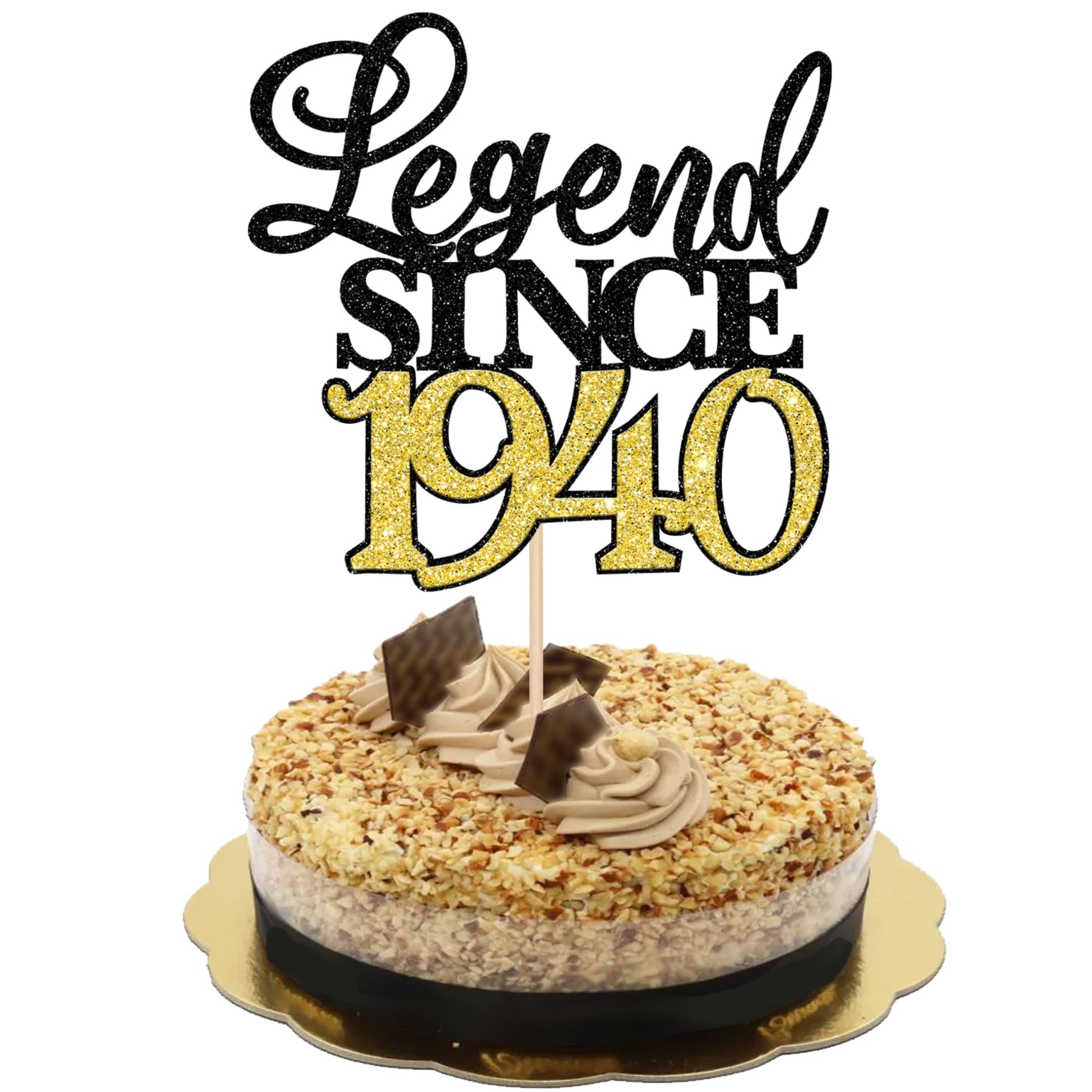Rsstarxi Cake Topper, 85th Birthday, Glitter, Black Gold