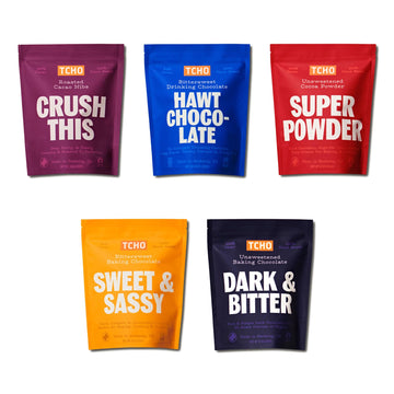 TCHO Baking Couvertures Variety Pack (5 Bag) | Organic & Fair Trade Certified | Non GMO, Non-Dairy, Vegan, Soy Free (8oz each)