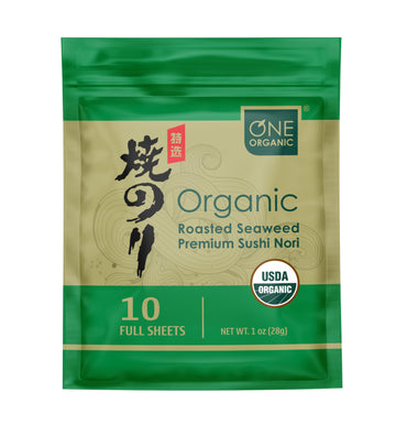 One Organic Sushi Nori Premium Roasted Organic Seaweed (10 Full Sheets)