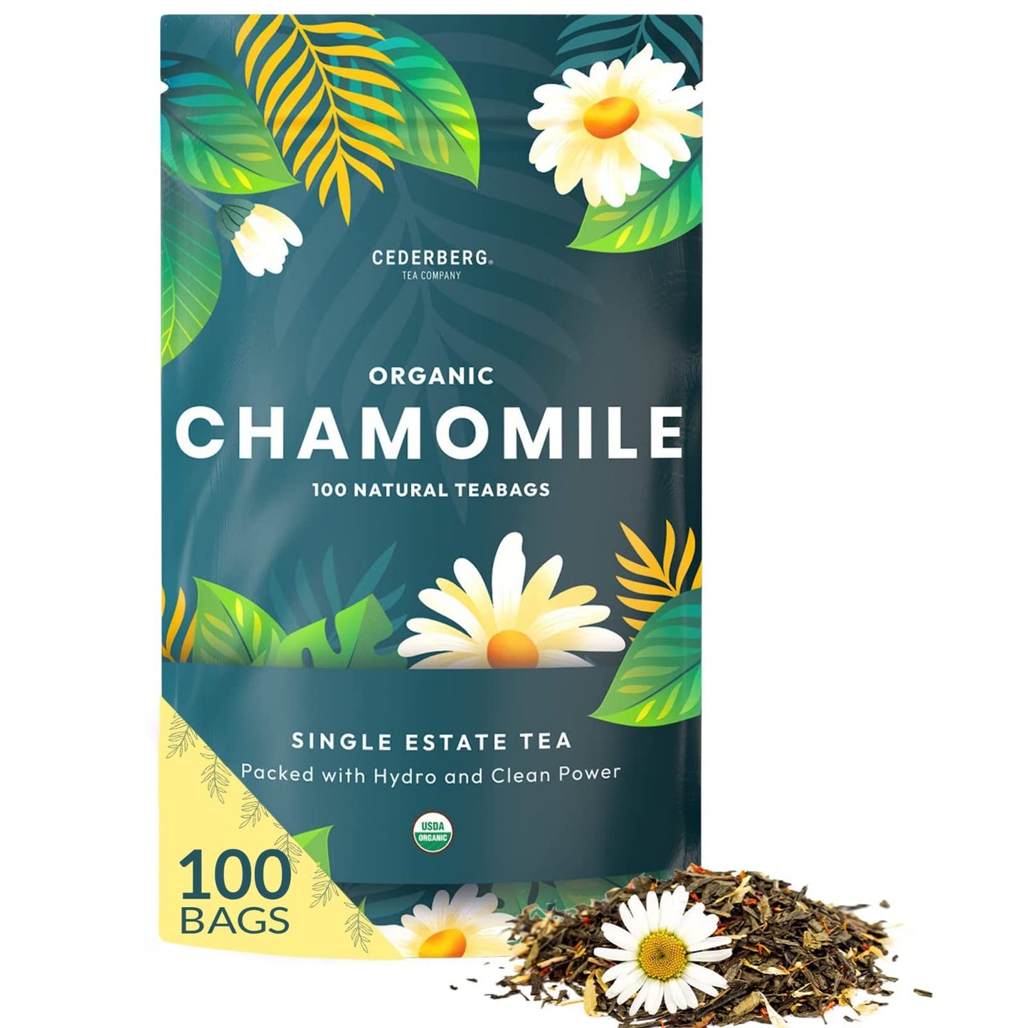 Cederberg Organic Chamomile Tea - 100 Tea Bags, Non-GMO, Caffeine-Free, Eco-Friendly Packaging, 1 Count