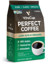 VitaCup Perfect Low Acid Coffee Ground  USDA Organic & Fair Trade  Mycotoxin Free  Dark Roast Guatemala Single Origin  Clean & Pure for Drip Coffee malt-inspired and French Press  11 ounces