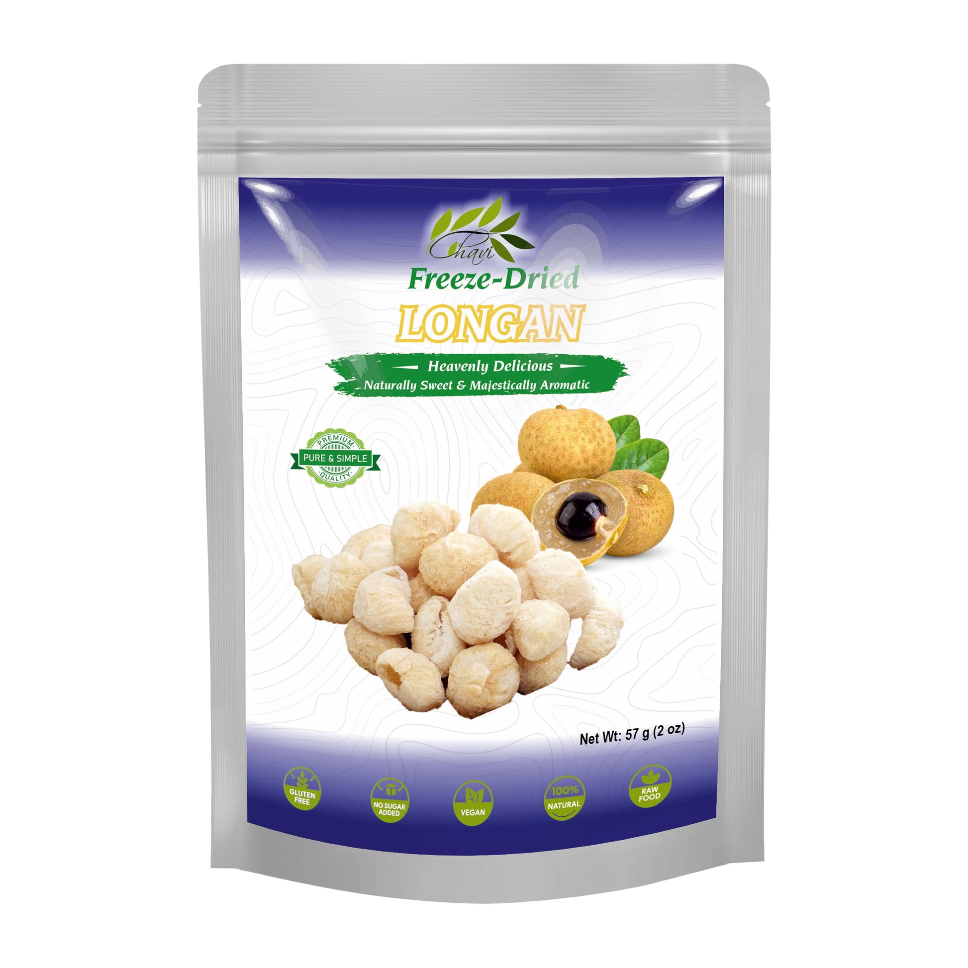 Chavi Freeze-Dried Longan - 2 Oz - Healthy 1 Ingredient Superfood Supersnacks - No Added Sugars Or Preservatives - Non-Gmo  Vegan  Gluten-Free