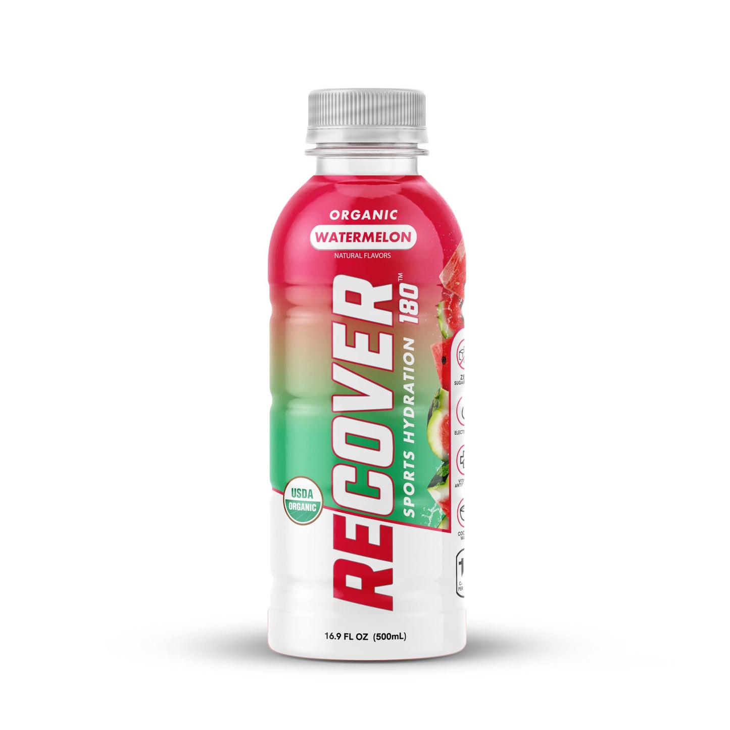 Recover 180 Organic Hydration Sports Drink, No Sugar Added, 15 Calorie Sports Beverage, Organic Flavors With Vitamins, Potassium