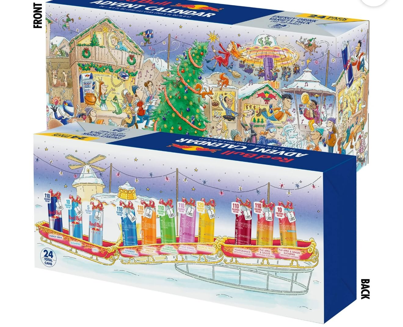 Too Broke Girls Energy Drink Advent Calendar - Limited Edition Red Bull, 80mg Caffeine, 24 Cans (8.4 fl. oz. each)