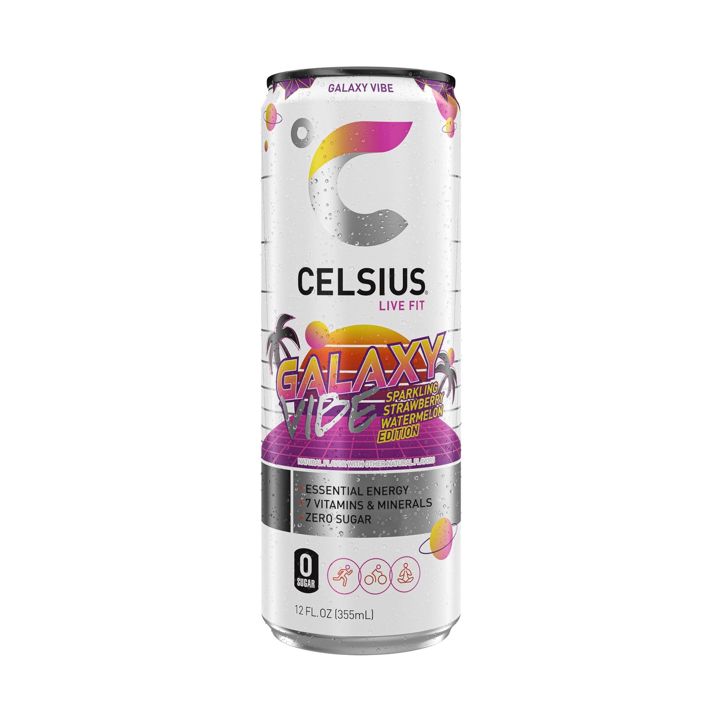 CELSIUS Sparkling Galaxy Vibe Energy Drink, 12 Fl Oz, Pack of 12