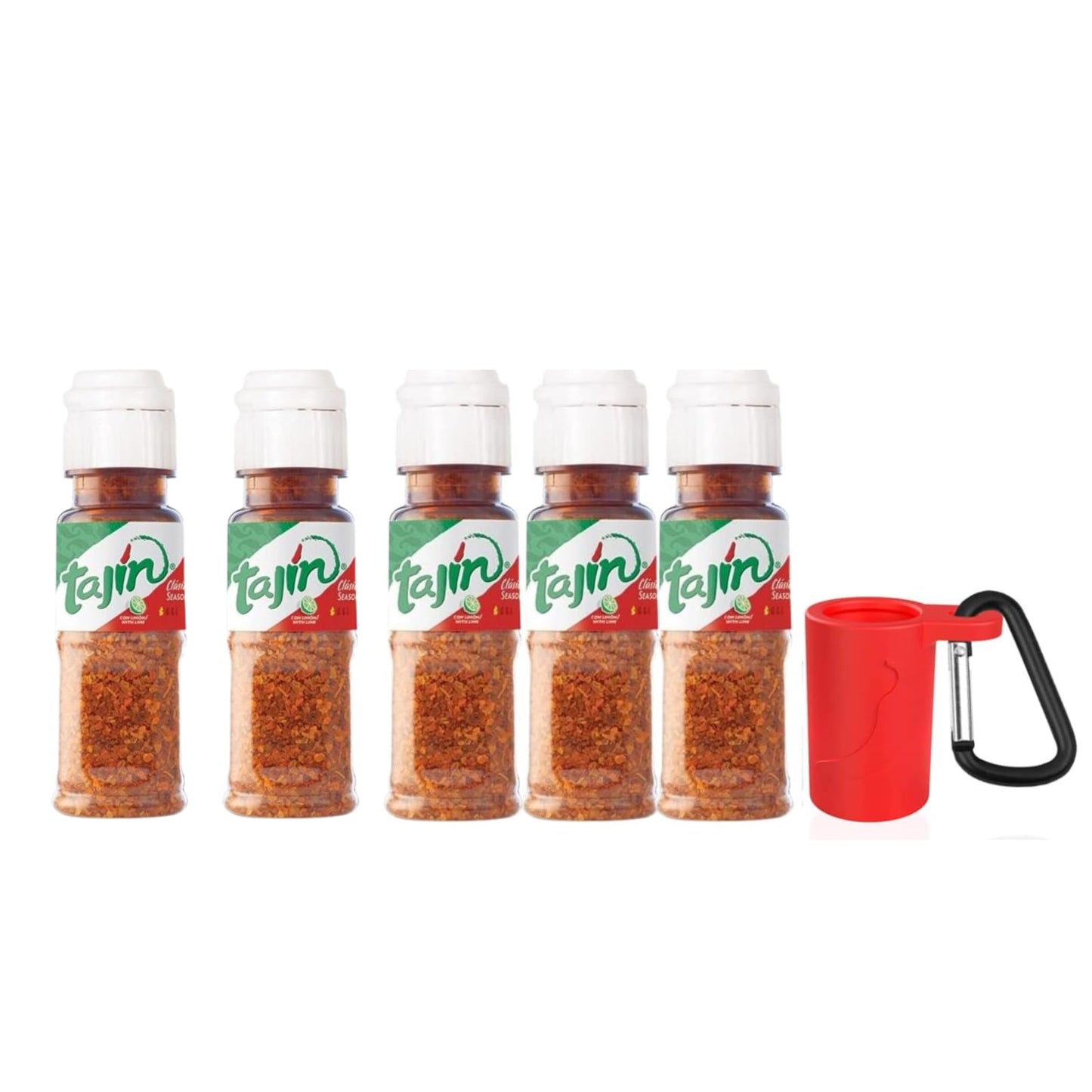 Portable 0.35oz Taj  n Seasoning Bottle | On-the-Go Chili-Lime Flavor Enhancer Silicone Keychain Holder with Carabiner | Mini Tr