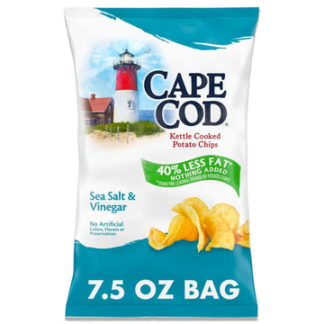 Cape Cod Potato Chips, Less Fat Sea Salt & Vinegar Kettle Chips, 7.5 Oz