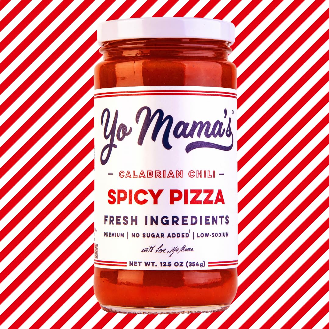 Yo Mama'S Foods Keto Spicy Pizza Sauce - Pack Of (3) 12.5 Ounce Jars - Vegan, No Sugar Added, Low Carb, Low Sodium, Gluten Free,