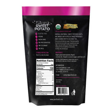 Jans Organic Sweet Potato Chips, Purple, 4 oz - Healthy Snack, Gluten-Free, Non-GMO, Delicious Crunchy Treat