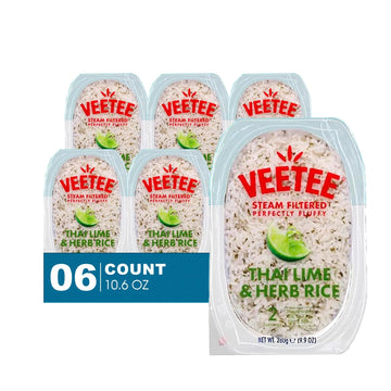 Veetee 6-Pack Thai Lime & Herb Rice Steam Filtered 10.6 oz Microwaveable Tray