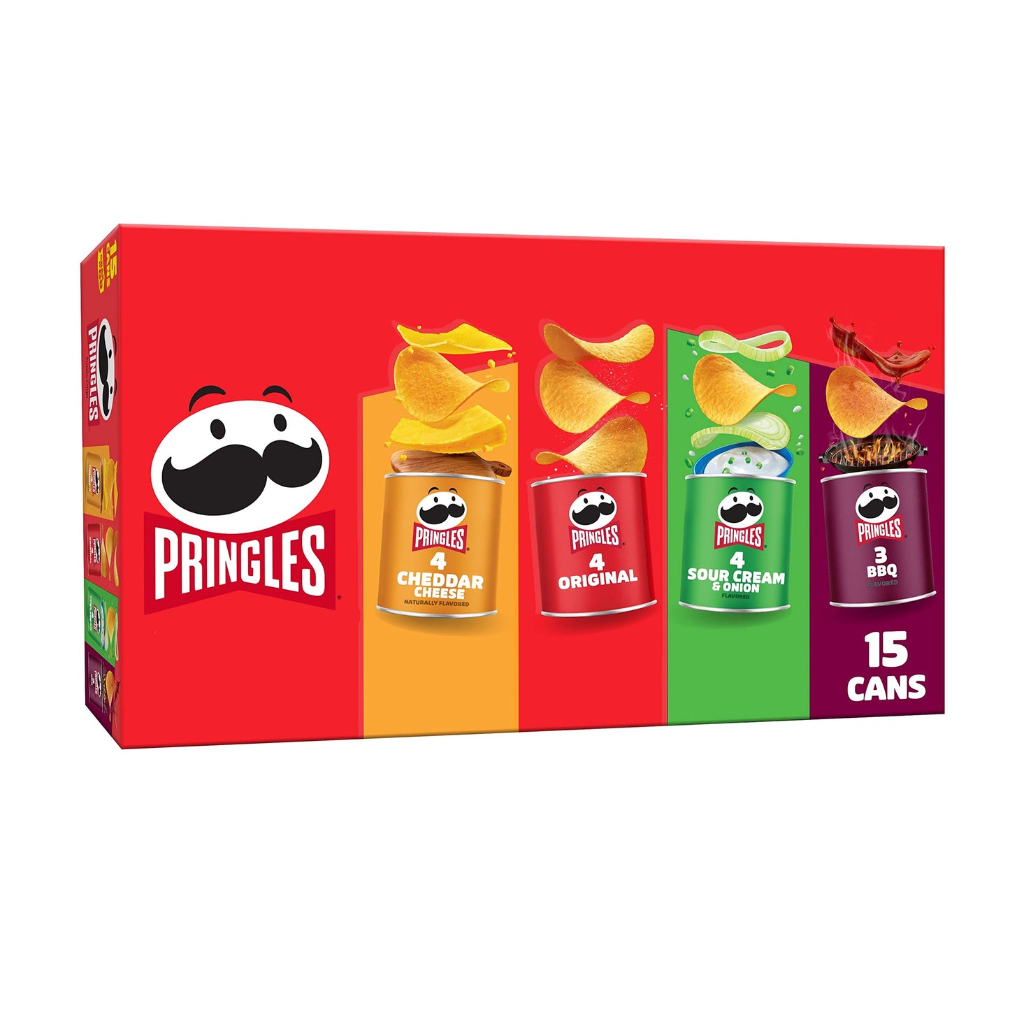 Pringles Potato Crisps Chips, Lunch Snacks, Office And Kids Snacks, Grab And Go Snack Packs, Variety Pack, 20.6Oz Box (15 Cans)