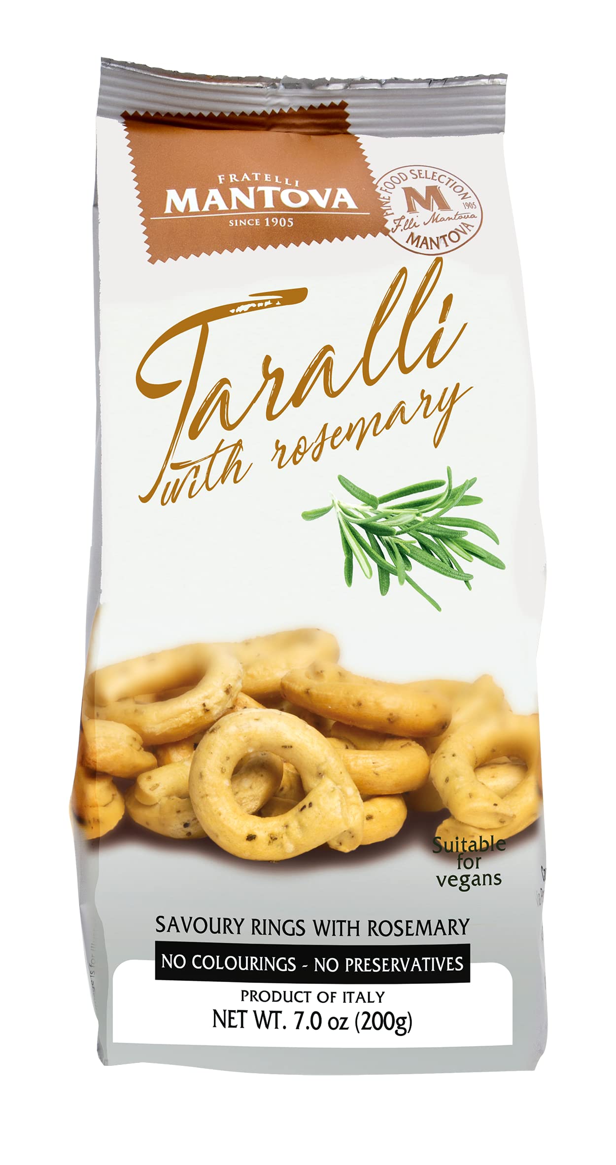 Taralli With Olive Oil And Rosemary From Puglia  Italy. (Pack Of 2)  7 Oz All Natural Ingredients: Wheat Flour  White Beverage-Inspired  Olive Oil  Extra Virflavor Blend Olive Oil  Salt