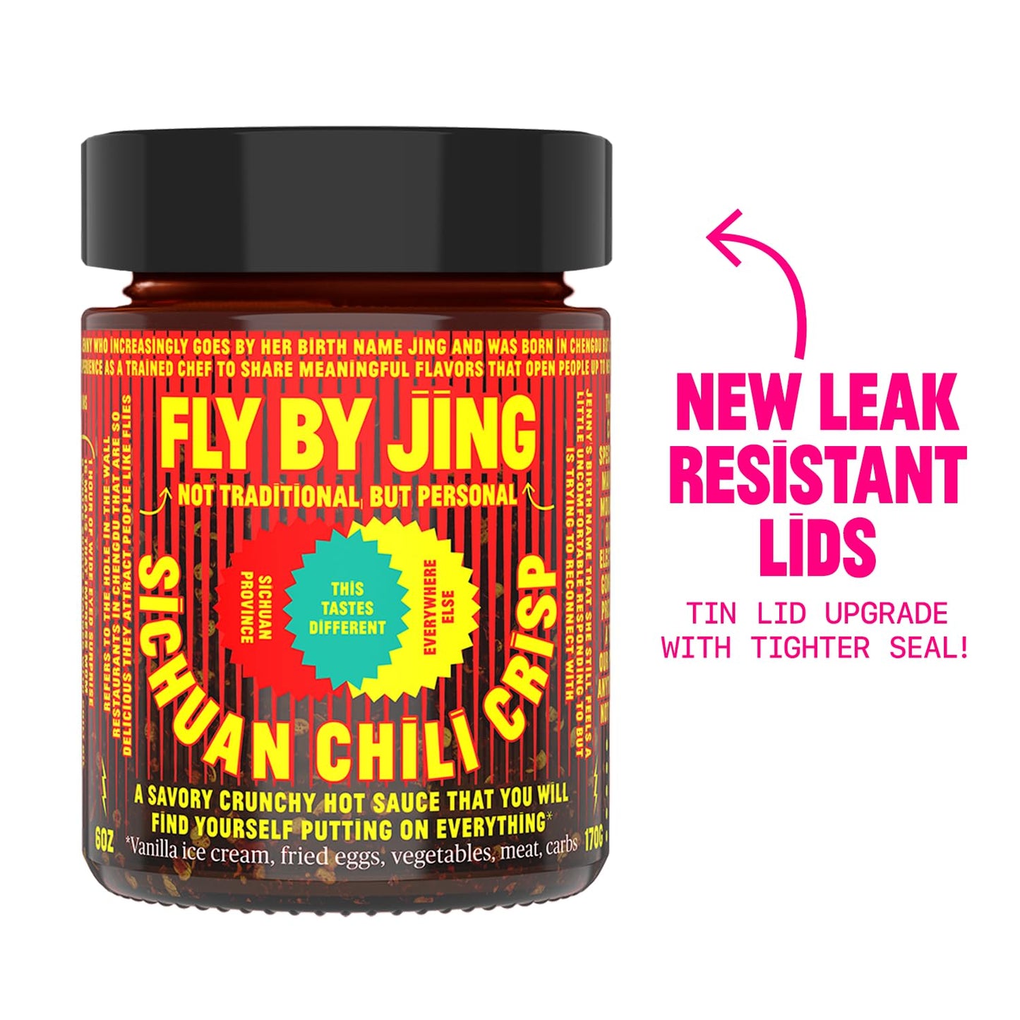 Flybyjing Sichuan Chili Crisp, Gourmet Spicy Tingly Crunchy Hot Savory All-Natural Chili Oil Sauce W/Sichuan Pepper, Versatile H