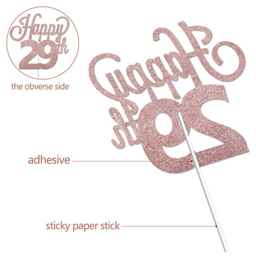 Lingteer Happy 29Th Birthday Cake Topper - Cheers To 29Th Birthday 29 Years Old Birthday Party Cake Decorations Sign.