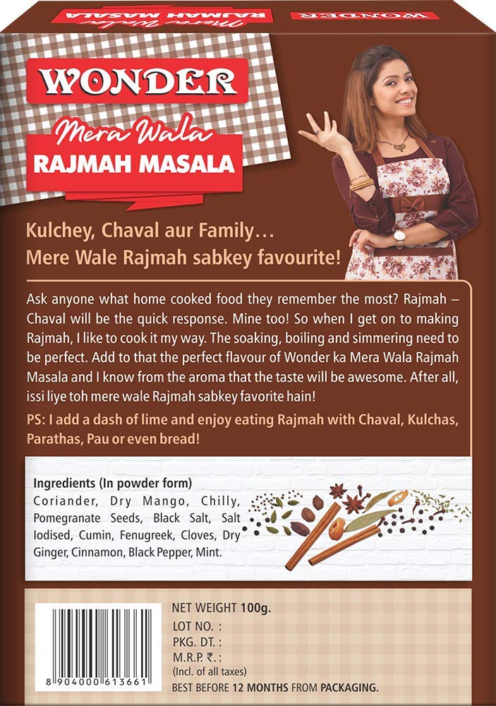 Wonder Mera Wala Rajmah/Rajma Masala,(100G) / Blended Spices/For Delicious & Flavourful Cooking/No Artificial Flavour Added