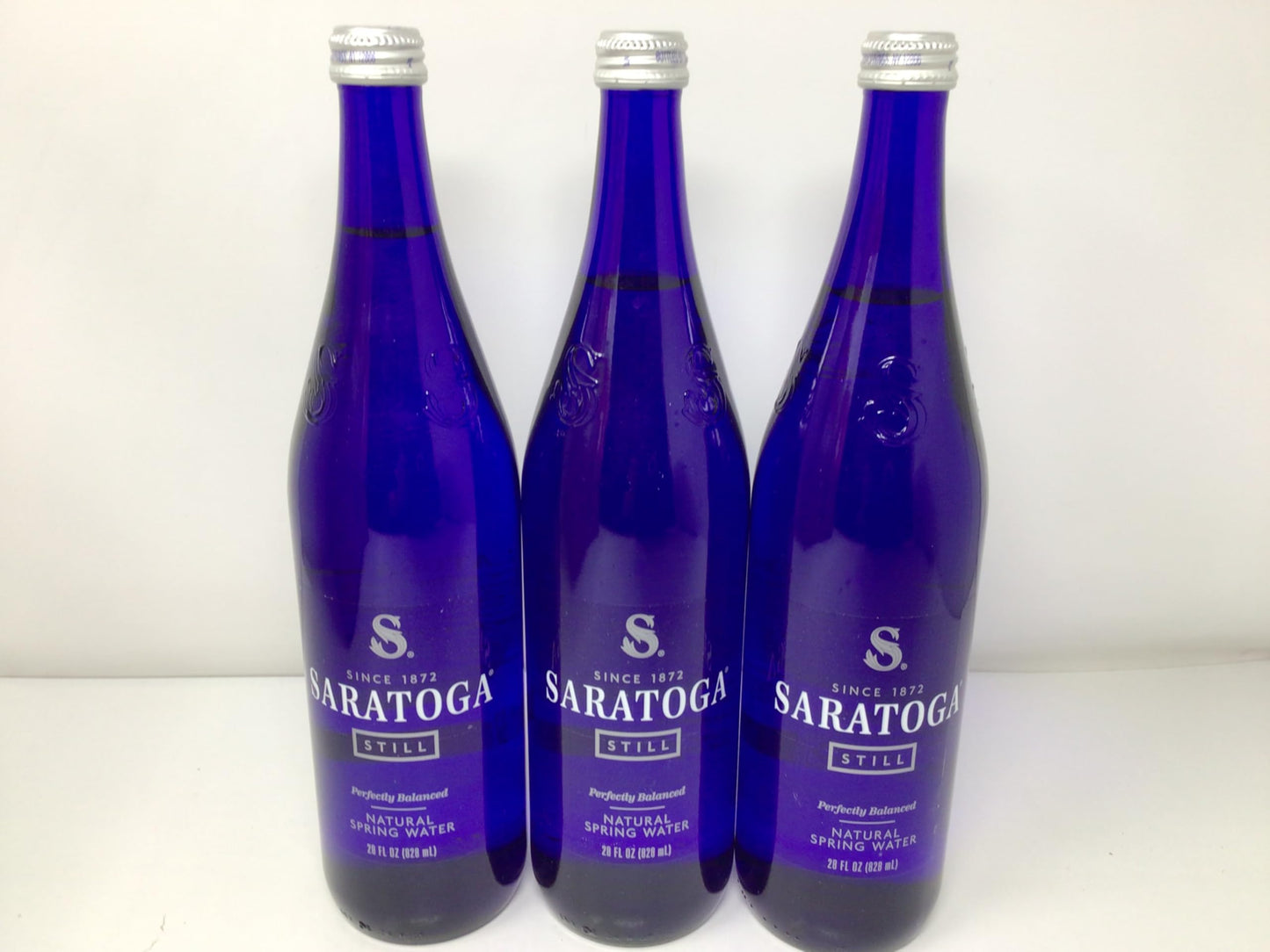 HABP GLOBAL Saratoga Still Natural Spring Water, Glass Bottle, 28oz, Pack of 3