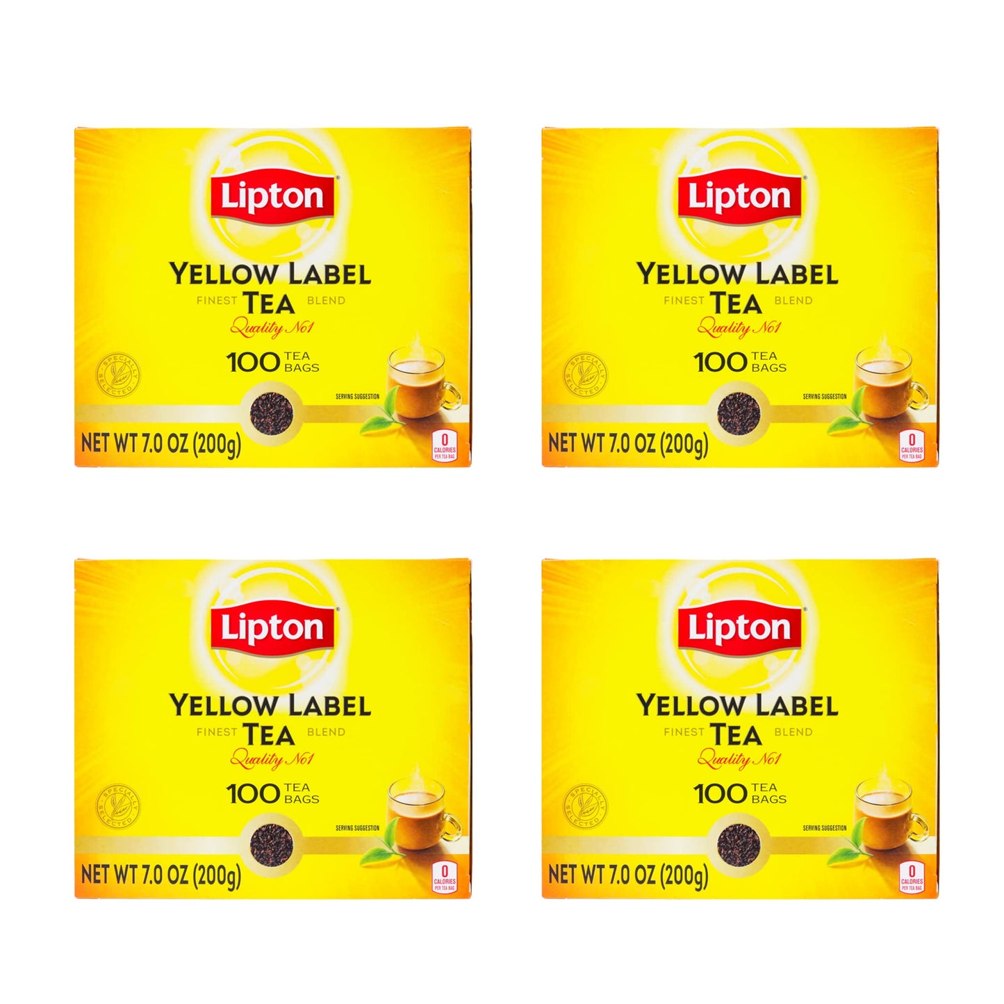 Lipton Yellow Label Tea - 100 Tea Bags, Pack of 4, 100 Count