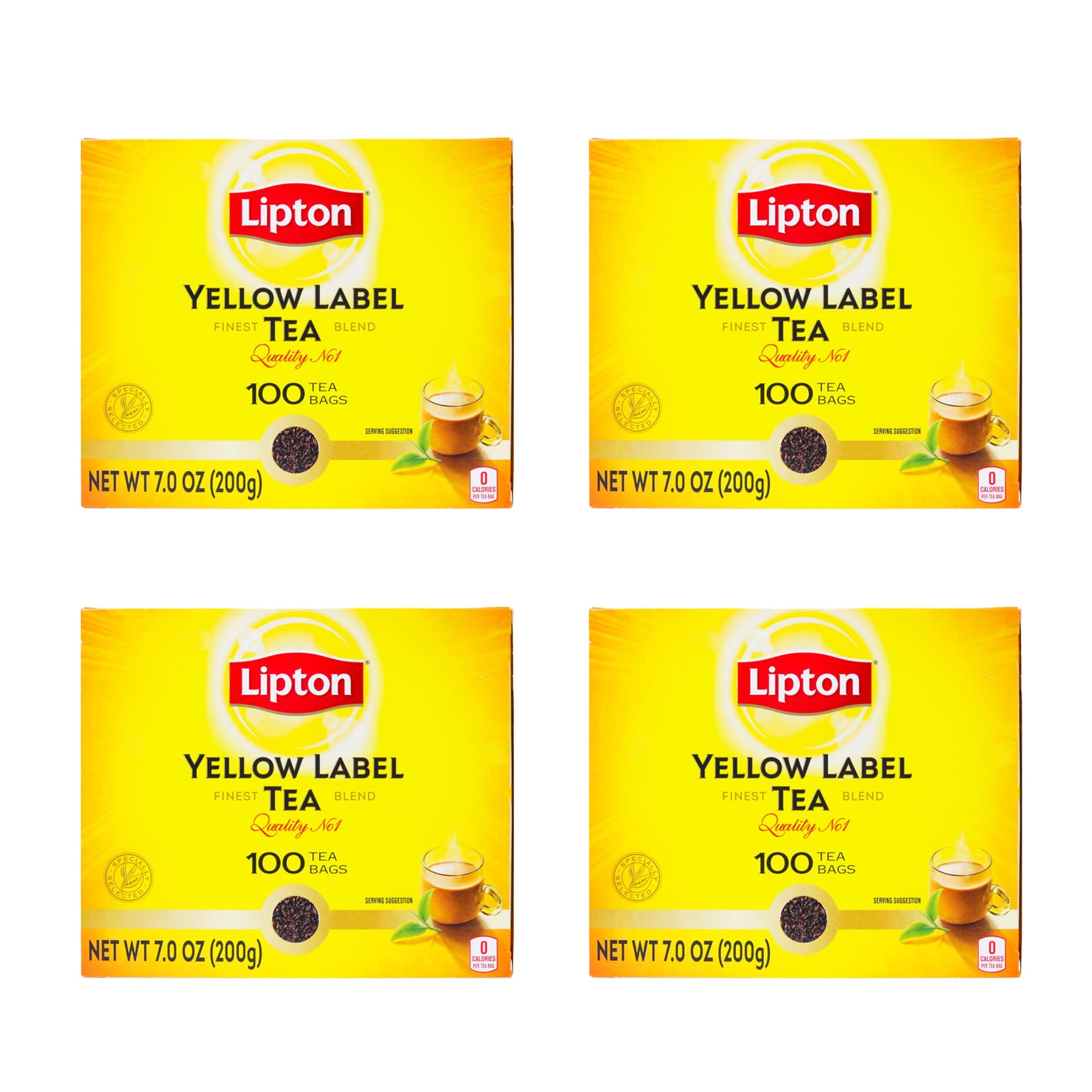 Lipton Yellow Label Tea - 100 Tea Bags, Pack of 4, 100 Count