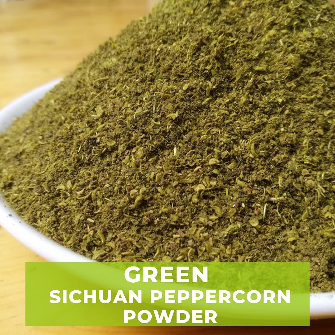 Premium Szechuan Green Peppercorns Powder 1.08, A Mouth-Numbing Spice, Green Sichuan Peppers For Kung Pao Chicken, Mapo Tofu, And Chinese Cuisine