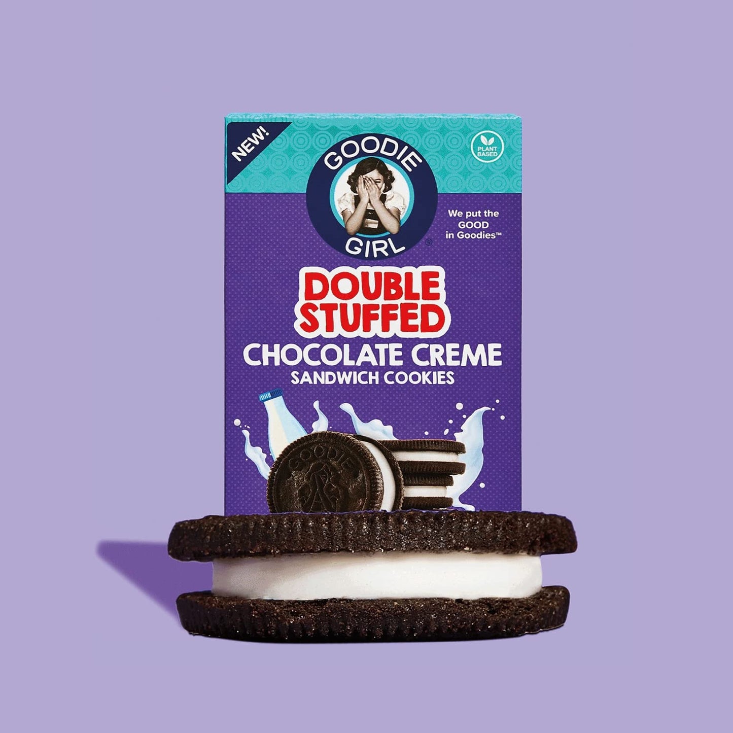 Goodie Girl | Double Stuffed Chocolate Creme Sandwich Cookies | Gluten Free | Plant Based | Dairy Free | Peanut Free | Egg Free